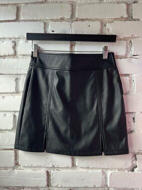 Black Faux Leather Mini Skirt - Women
